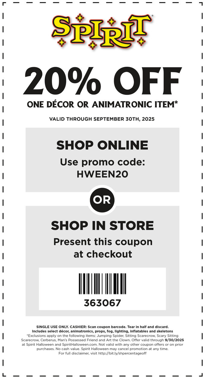 20% Off One Animatronic