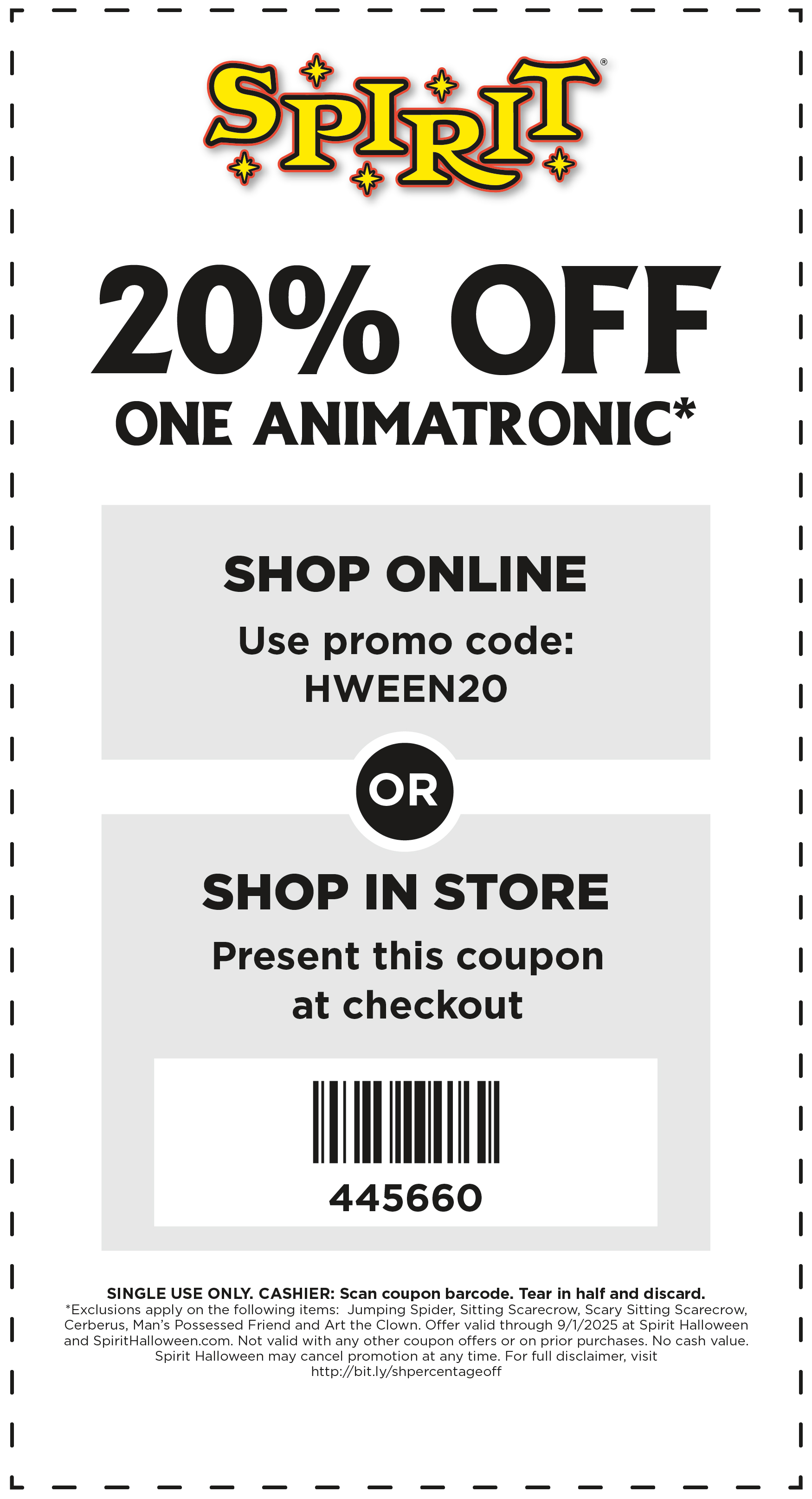20% Off One Animatronic